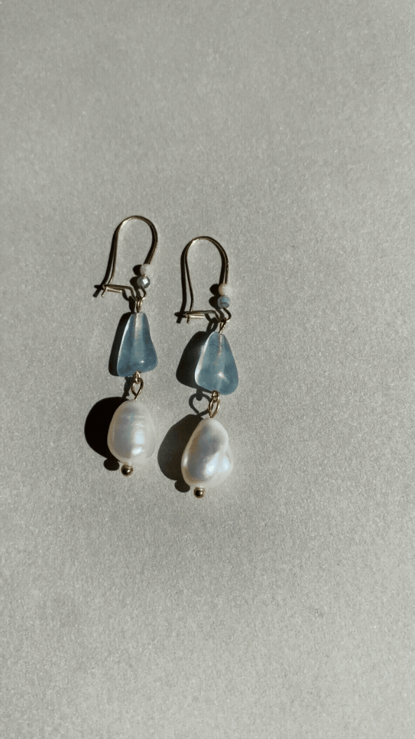 AQUAMARINE & PEARL GOLD