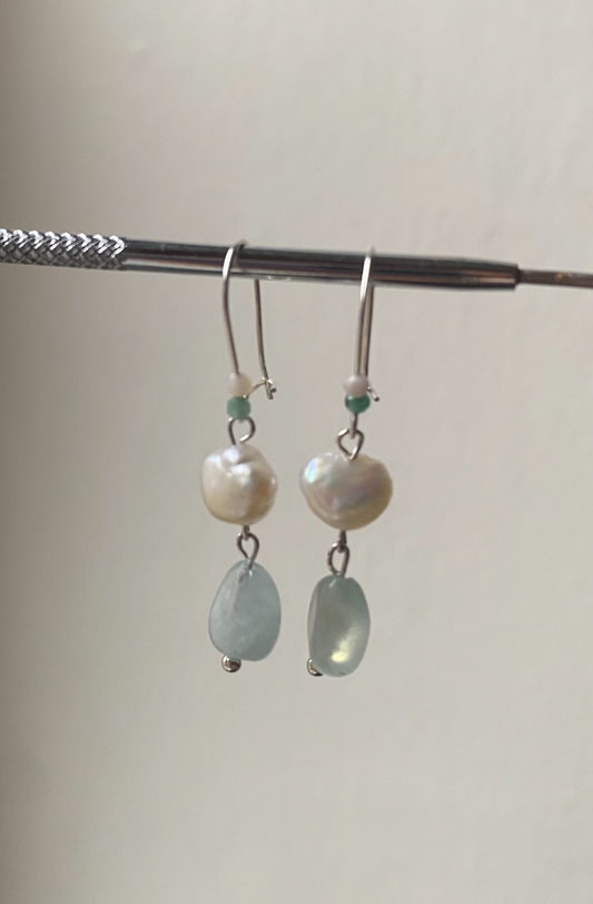 AQUAMARINE & PEARL SILVER